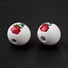 Printed Natural Wood European Beads WOOD-C015-03A-5