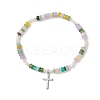 Cross 304 Stainless Steel Charm Bracelets BJEW-JB13112-01-1