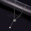 Adjustable 304 Stainless Steel Cable Chain Necklaces Flower & Bees Alloy Charm Lariat Necklaces for Women NJEW-TAC0017-01-2