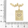 Brass Micro Pave Clear & Hot Pink Cubic Zirconia Pendants KK-U058-45G-3