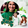 60Pcs Shamrock Alloy Enamel Pin JEWB-SC0001-87-5