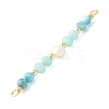 Faceted Round Natural Amazonite & Apatite & Potato Natural Cultured Freshwater Pearl Beaded Connector Charms PALLOY-JF03531-05-3