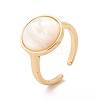 Shell Flat Round Open Cuff Ring RJEW-P030-03G-1