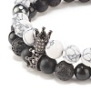 2Pcs 2 Style Cubic Zirconia Braided Bead Bracelet BJEW-JB08050-01-5