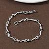 Brass Micro Pave Clear Cubic Zirconia Heart & Twist Link Chain Bracelets for Women BJEW-G764-06P-3