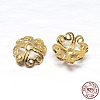 Real 18K Gold Plated 4-Petal 925 Sterling Silver Bead Caps STER-M100-07-3