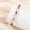Natural Amethyst & Brass Open Jump Rings Link Bracelets for Women BJEW-JB14116-01-4