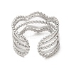 Non-Tarnish 304 Stainless Steel Wave Open Cuff Ring for Women RJEW-M149-36P-2