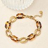 304 Stainless Steel & Resin Oval Link Chain Bracelets for Women BJEW-A169-10G-1