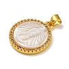 Rack Plating Brass Micro Pave Clear Cubic Zirconia Flat Round Pendants KK-U025-10G-04-2