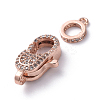 Brass Micro Pave Cubic Zirconia Lobster Claw Clasps ZIRC-G160-24RG-2