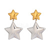 304 Stainless Steel Two Tone Star Dangle Stud Earrings LQ4369-5