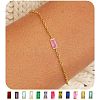 Octor Birthstone Brass Pave Cubic Zirconia Rectangle Link Bracelets WG17BBA-09-1