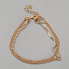 Alloy Ball Chain 3 Layer Anklets for Women AJEW-Z047-01G-1