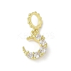 Brass Micro Pave Clear Cubic Zirconia Crescent Moon European Dangle Charms KK-A236-20G-1