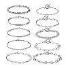 10Pcs 10 Styles Stainless Steel Chain Bracelets Kits BJEW-PH0004-48-6