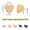 30Pcs 5 Colors Ion Plating(IP) Heart Shape 304 Stainless Steel Stud Earring Findings EJEW-UN0001-68-5