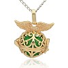 Golden Tone Brass Hollow Round Cage Pendants KK-J237-10G-1