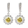 Brass Pave Cubic Zirconia Flowerl Hoop Earrings for Women EJEW-I304-25P-01-1