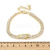 Brass Micro Pave Clear Cubic Zirconia Rectangle Link Chain Bracelets for Women BJEW-U044-01B-G-5