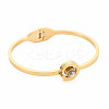 Crystal Rhinestone Flat Round with Roman Numeral Bangle BJEW-N017-011LG-1