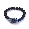 Natural Lava Rock Round Beads Stretch Bracelets BJEW-JB05118-2