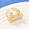 Brass Micro Pave Cubic Zirconia Cuff Rings RJEW-C145-01C-G-2