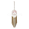 Wire Wrapped Natural Rose Quartz Chips Tree of Life Wind Chime HJEW-G028-04A-1