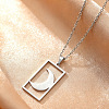 201 Stainless Steel Hollow Rectangle Pendant Necklaces FS-WGDFCCD-04-1