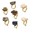 Nuggets Electroplate Natural Agate Cluster Finger Rings RJEW-K288-02G-2