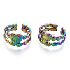 304 Stainless Steel Heart Cuff Rings RJEW-N038-117M-2
