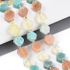Natural Lemon Quartz & Flower Amazonite & Sunstone Beads Strands G-N358-03A-07-1