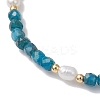 Natural Apatite & Cultured Freshwater Pearl Beads Stretch Bracelets for Women BJEW-JB12734-02-3