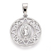 Brass Micro Pave Clear Cubic Zirconia Pendants KK-N268-53P-1