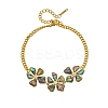 Natural Abalone Shell 304 Stainless Steel 3 Flower Link Bracelets for Women WGFB39D-01-6