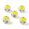 Printed Natural Wood European Beads WOOD-C015-09B-1