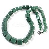 Natural Green Aventurine Hexagon Prism Graduated Beaded Necklaces for Women Men NJEW-K388-03E-1