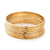 7Pcs PVD Vacuum Plating 304 Stainless Steel Textured Ring Bangles Set for Women BJEW-A011-11C-G-1