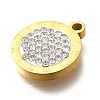 304 Stainless Steel Flat Round Hexagon Pendants STAS-Q348-32G-2