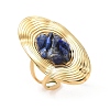 Natural Lapis Lazuli Beads with 304 Stainless Steel Cuff Rings RJEW-Q017-01G-B-3