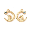 Moon with Rabbit Brass Enamel Pendants KK-G435-08G-1