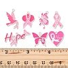 14Pcs 7 Styles Breast Cancer Pink Awareness Ribbon Theme Alloy Enamel Pendants ENAM-FP0002-54-4