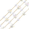 Glass Butterfly & ABS Plastic Pearl Beaded Chains CHS-N003-02-07-3