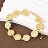 Flat Round with Saint Benedict Brass Link Chain for Women BJEW-K248-06A-G-2