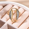 Brass Micro Pave Clear Cubic Zirconia Cuff Finger Rings for Women RJEW-C116-06G-1