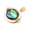 Brass Cubic Zirconia & Paua Shell Pendants KK-G553-01A-G-2