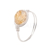 Natural Amethyst & Rose Quartz & Prehnite & Citrine Beads Finger Rings RJEW-JR00836-4