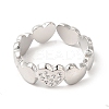 Tarnish Resistant 201 Stainless Steel Open Cuff Ring Rhinestone Settings RJEW-E063-52P-2