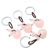 Handmade Knitting Natural Rose Quartz Pendant Keychains FIND-PW0017-04B-1