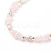 Natural Rose Quartz Chips & Pearl Beaded Necklace NJEW-JN04008-01-5